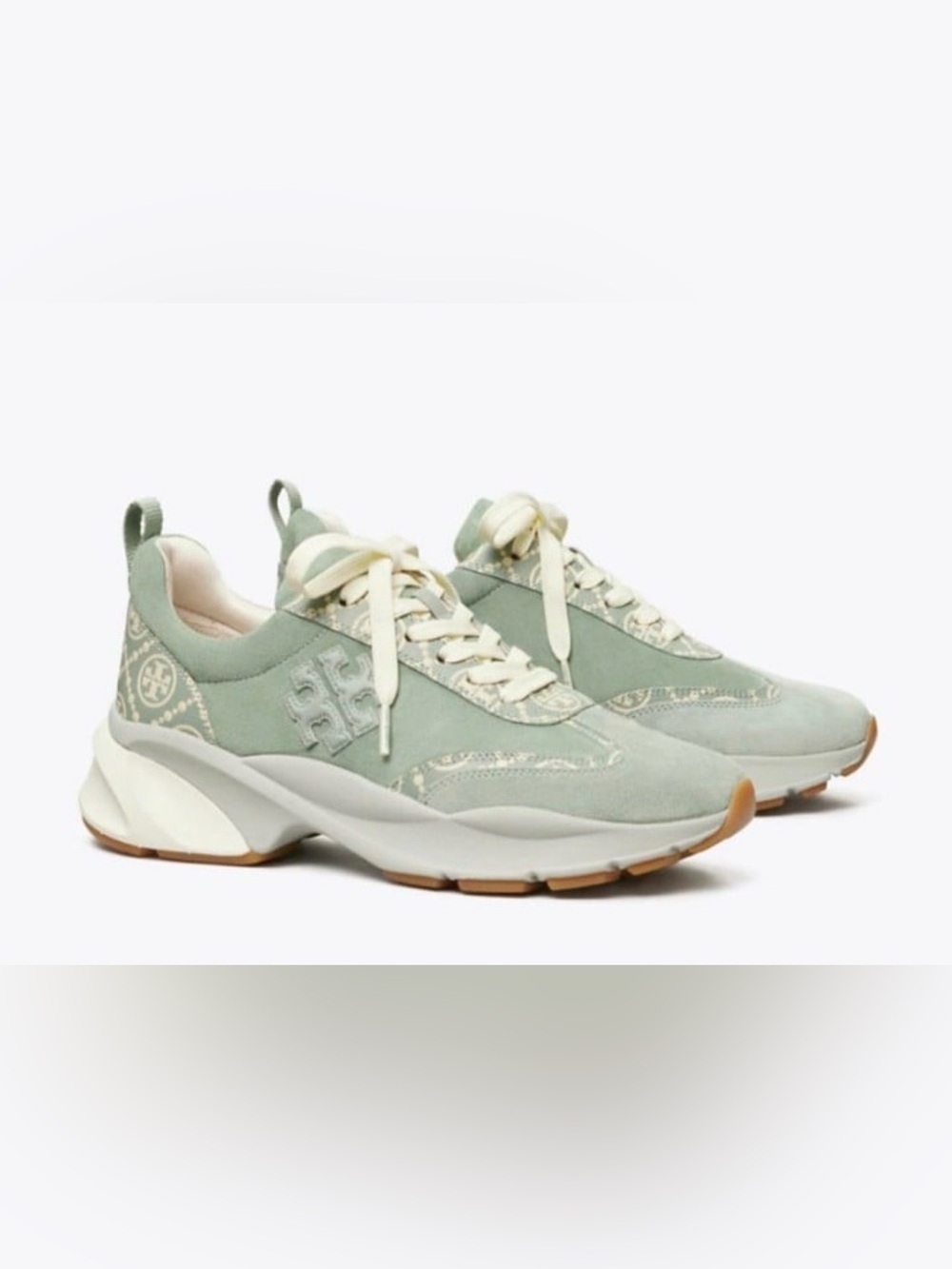 Tory Burch T Monogram Good Luck Trainer in Blue Celadon
